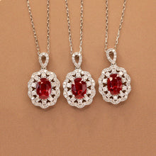Load image into Gallery viewer, LUOWEND 18K White Gold Real Natural Ruby and Diamond Gemstone Necklace for Women