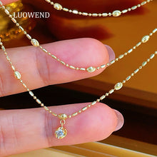 Load image into Gallery viewer, LUOWEND 18K Yellow Gold Natural Diamond Necklace for Women