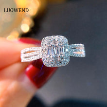 Load image into Gallery viewer, LUOWEND 18K White Gold Real Natural Diamond Ring for Women