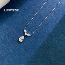 Load image into Gallery viewer, LUOWEND 18K White Gold Natural Diamond Pendant Necklace for Women