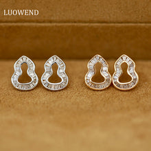 Load image into Gallery viewer, LUOWEND 18K White and Rose Gold Real Natural Diamond Stud Earrings for Women