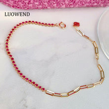 Load image into Gallery viewer, LUOWEND 18K White/Yellow Gold Fine Jewelry Natural Ruby Bracelet for Women