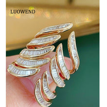Load image into Gallery viewer, LUOWEND 18K Yellow Gold Natural Diamond Ring for Women