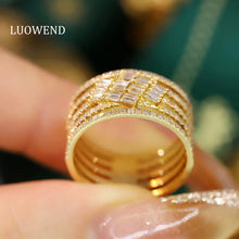 Load image into Gallery viewer, LUOWEND 18K Yellow Gold Real Natural Diamond Ring for Women