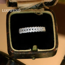 Load image into Gallery viewer, LUOWEND 18K White Gold Natural Diamond Ring for Women