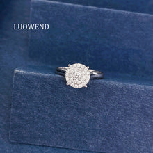 Load image into Gallery viewer, LUOWEND 18K White Gold Natural Diamond Ring for Women