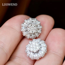 Load image into Gallery viewer, LUOWEND 18K White Gold Real Natural Diamond Stud Earrings for Women
