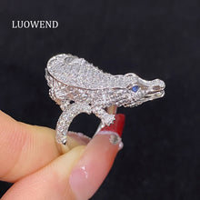 Load image into Gallery viewer, LUOWEND 18K White Gold Natural Diamond Ring for Women