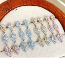 Load image into Gallery viewer, LUOWEND 18K White/Yellow/Rose Gold Natural Diamond Earrings for Women