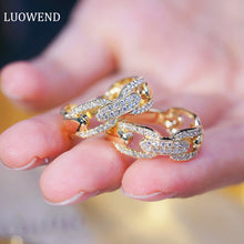 Load image into Gallery viewer, LUOWEND 18K Yellow Gold Real Natural Diamond Ring for Women