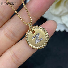 Load image into Gallery viewer, LUOWEND 18K Yellow Gold Real Natural Diamond Pendant Necklace for Women