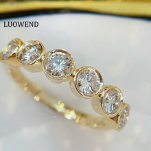 Load image into Gallery viewer, LUOWEND 18K Yellow Gold Natural Diamond Ring for Women
