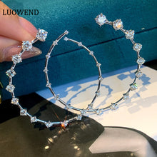 Load image into Gallery viewer, LUOWEND 18K White Gold Real Natural Diamond Hoop Earrings for Women