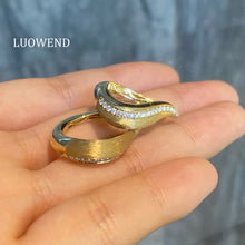 Load image into Gallery viewer, LUOWEND 18K Yellow Gold Natural Diamond Earrings for Women