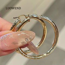 Load image into Gallery viewer, LUOWEND 18K Yellow Gold Hoop Earrings for Women