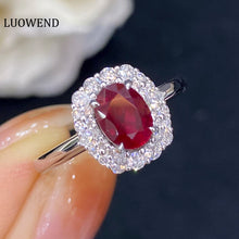 Load image into Gallery viewer, LUOWEND 18K White Gold Real Natural Ruby Gemstone Ring for Women