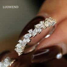 Load image into Gallery viewer, LUOWEND 18K White Gold Real Natural Diamond Ring for Women