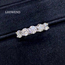 Load image into Gallery viewer, LUOWEND 18K White Gold Fine Jewelry Real Natural Diamond Ring for Women