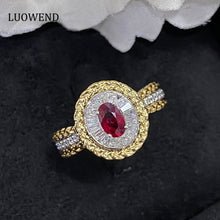 Load image into Gallery viewer, LUOWEND 18K White and Yellow Gold Real Natural Ruby Gemstone Ring for Women