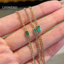 Load image into Gallery viewer, LUOWEND 18K Yellow Gold Natural Emerald Bracelet for Women