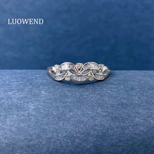 Load image into Gallery viewer, LUOWEND 18K White Gold Natural Diamond Ring for Women