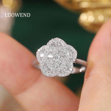 Load image into Gallery viewer, LUOWEND 18K White Gold Real Natural Diamond Ring for Women