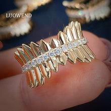 Load image into Gallery viewer, LUOWEND 18K Yellow Gold Natural Diamond Ring for Women