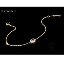 Load image into Gallery viewer, LUOWEND 18K White or Yellow Gold Real Natural Ruby and Diamond Gemstone Bracelet for Women