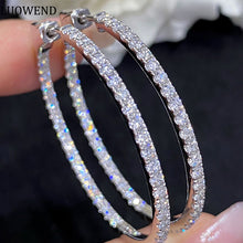 Load image into Gallery viewer, LUOWEND 18K White Gold Real Natural Diamond Hoop Earrings for Women