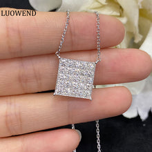 Load image into Gallery viewer, LUOWEND 18K White Gold Real Natural Diamond Pendant Necklace for Women