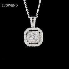 Load image into Gallery viewer, LUOWEND 18K White Gold Real Natural Diamond Pendant Necklace for Women