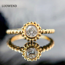 Load image into Gallery viewer, LUOWEND 18K Yellow Gold Real Natural Diamond Ring for Women