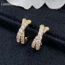 Load image into Gallery viewer, LUOWEND 18K White or Yellow Gold Real Natural Diamond Hoop Earrings for Women