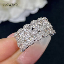 Load image into Gallery viewer, LUOWEND 18K White Gold Real Natural Diamond Ring for Women