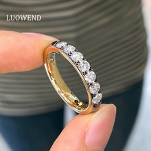 Load image into Gallery viewer, LUOWEND 18K Yellow Gold Fine Jewelry Real Natural Diamond Ring for Women