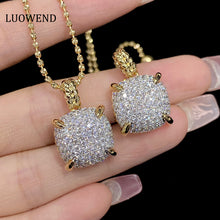 Load image into Gallery viewer, LUOWEND 18K Yellow Gold Real Natural Diamond Pendant Necklace for Women