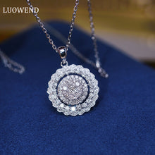 Load image into Gallery viewer, LUOWEND 18K White Gold Real Natural Diamond Pendant Necklace for Women