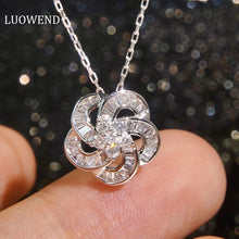 Load image into Gallery viewer, LUOWEND 18K White Gold Real Natural Diamond Pendant Necklace for Women