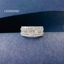Load image into Gallery viewer, LUOWEND 18K White Gold Natural Diamond Ring for Women