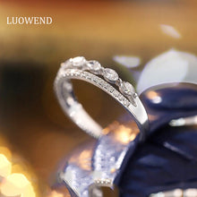 Load image into Gallery viewer, LUOWEND 18K White Gold Real Natural Diamond Ring for Women