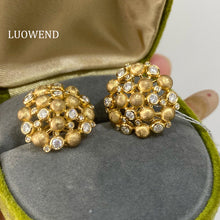 Load image into Gallery viewer, LUOWEND 18K Yellow Gold Natural Diamond Stud Earrings for Women