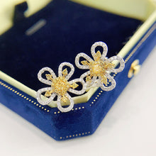 Load image into Gallery viewer, LUOWEND 18K White Gold Real Natural Yellow Diamond Stud Earrings for Women