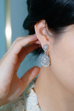 Load image into Gallery viewer, LUOWEND 18K White Gold Natural Diamond Drop Earrings for Women