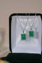 Load image into Gallery viewer, LUOWEND 18K White Gold Real Natural Diamond and Emerald Necklace for Women
