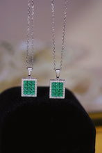 Load image into Gallery viewer, LUOWEND 18K White Gold Real Natural Diamond and Emerald Necklace for Women