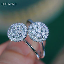 Load image into Gallery viewer, LUOWEND 18K White Gold Real Natural Diamond Ring for Women