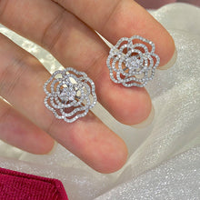 Load image into Gallery viewer, LUOWEND 18K White Gold Real Natural Diamond Stud Earrings for Women