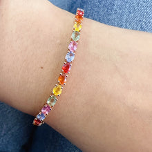 Load image into Gallery viewer, LUOWEND 18K Yellow Gold Natural Color Sapphire Bracelet for Women