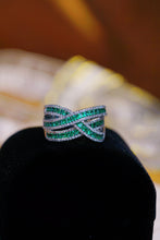 Load image into Gallery viewer, LUOWEND 18K White Gold Real Natural Diamond Natural Emerald Ring for Women