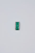 Load image into Gallery viewer, LUOWEND 18K White Gold Real Natural Diamond and Emerald Necklace for Women